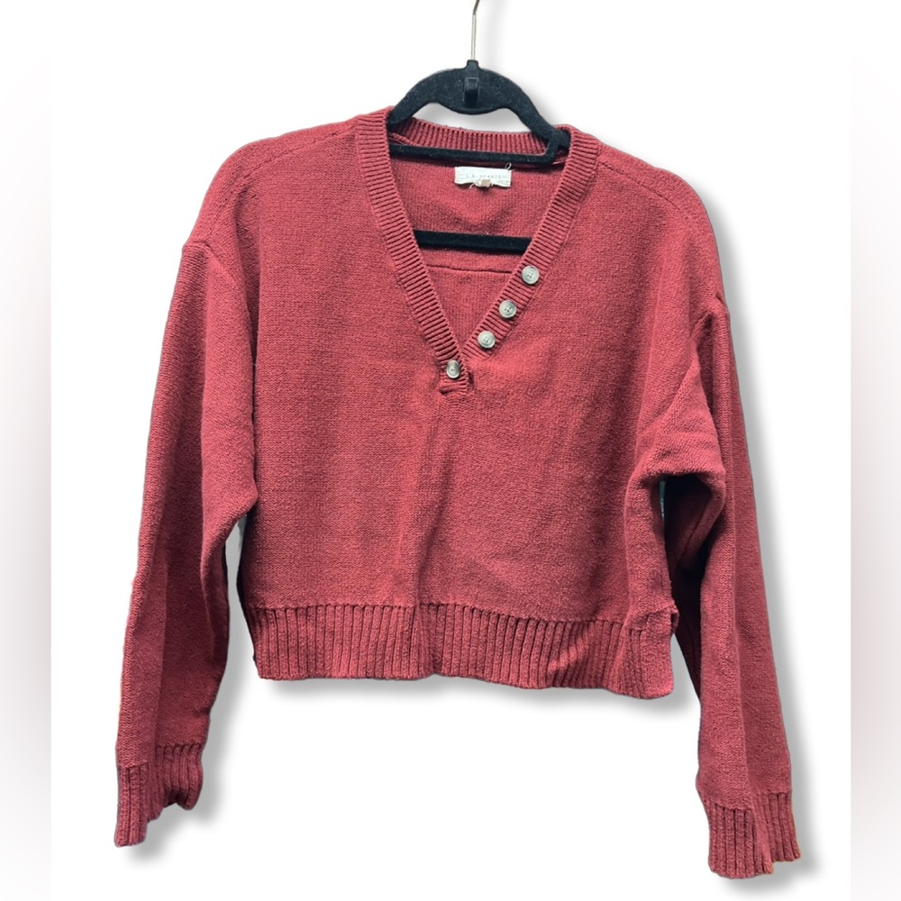 LA Hearts by PacSun red burgundy cropped sweater with button details